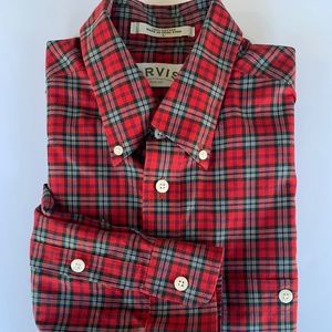 Orvis 100% Cotton Red Plaid Men's Shirt Size L